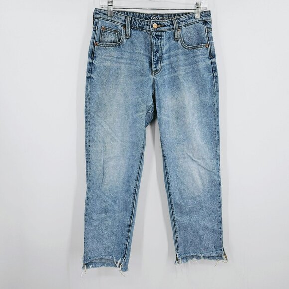 GAP Factory Jeans 4 27 R Vintage High Rise Raw Step Hem Cropped Ankle Button Fly - Picture 1 of 11